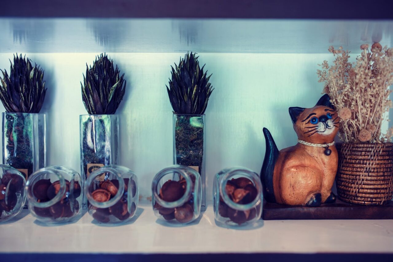 Aquarium installé sur un meuble robuste et parfaitement adapté à son poids.
